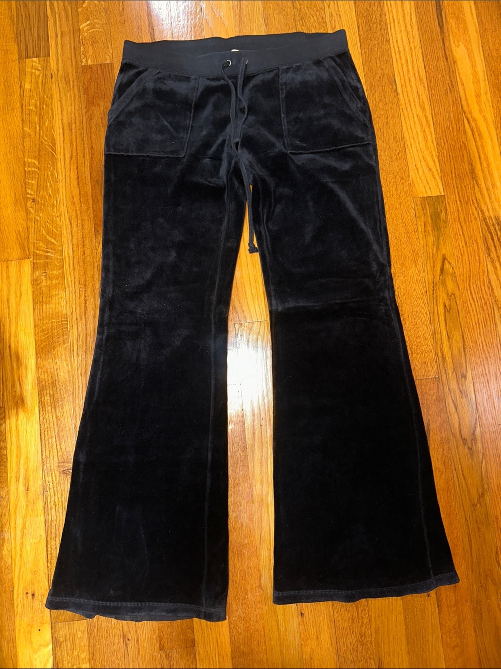 Juicy Couture Black Velour Lounge Pants with Logo Tag